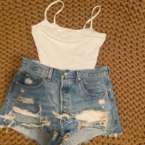 Levi distressed 501s jean shorts ( run smaller )
